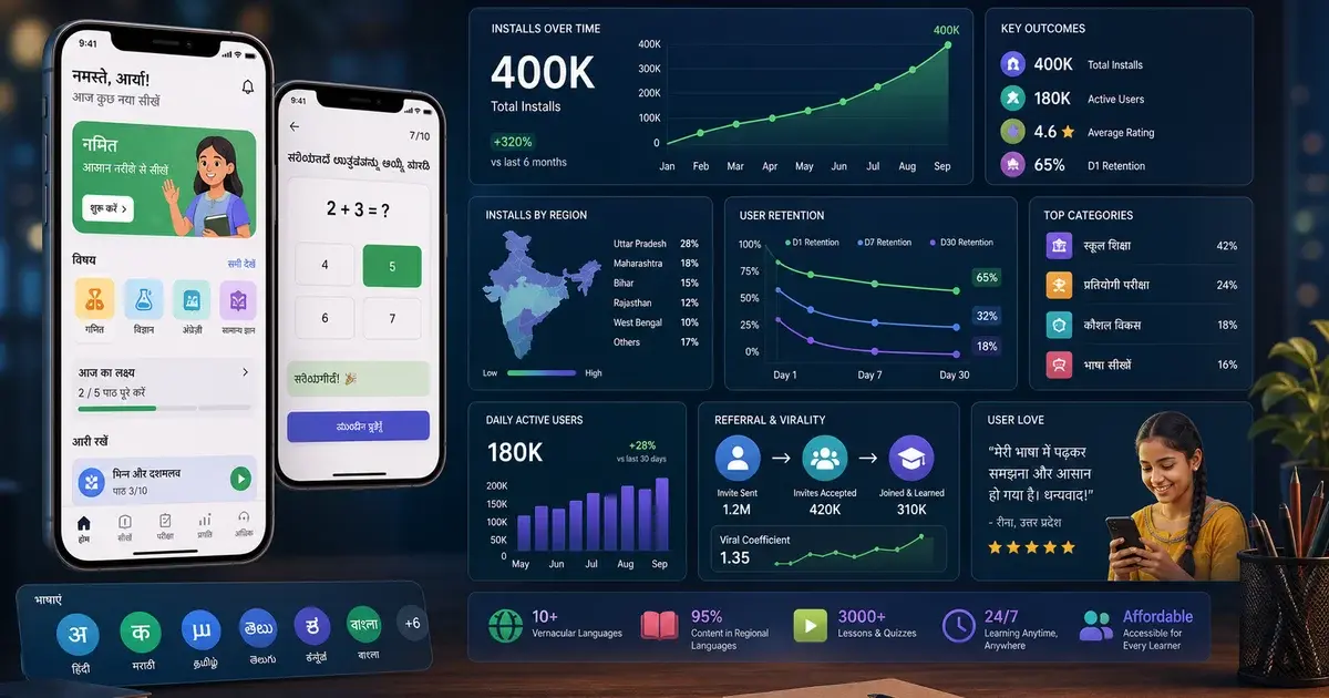EdTech Case Study: 400K Installs for a Vernacular Learning App