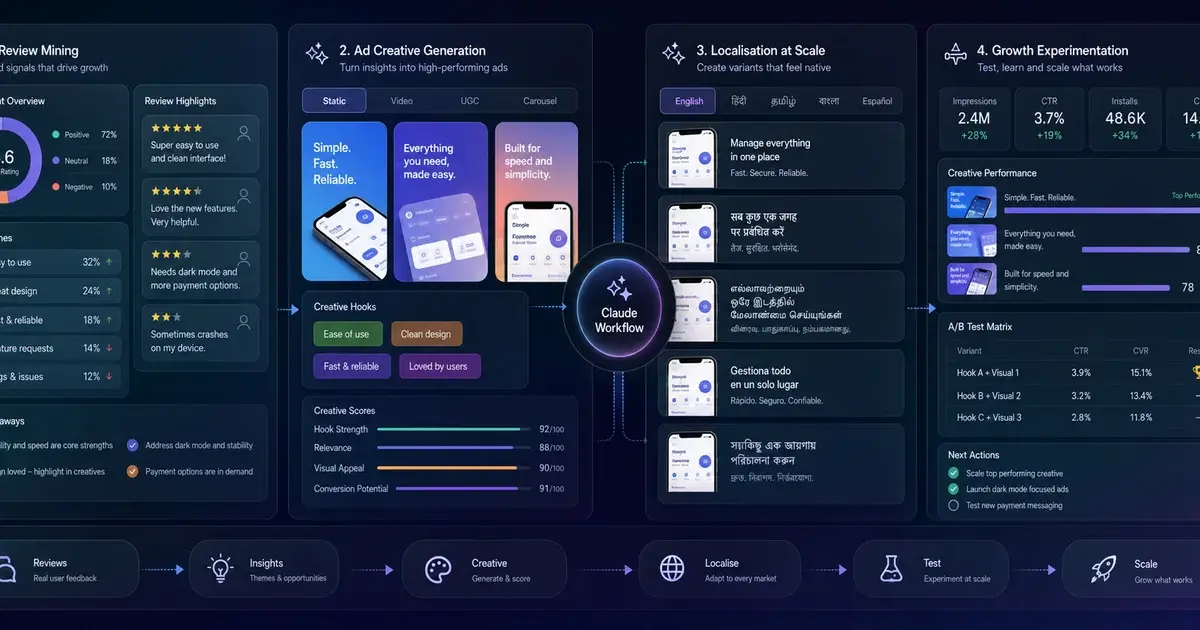 Review Mining, Ad Creative & Localisation with Claude: Growth Workflows