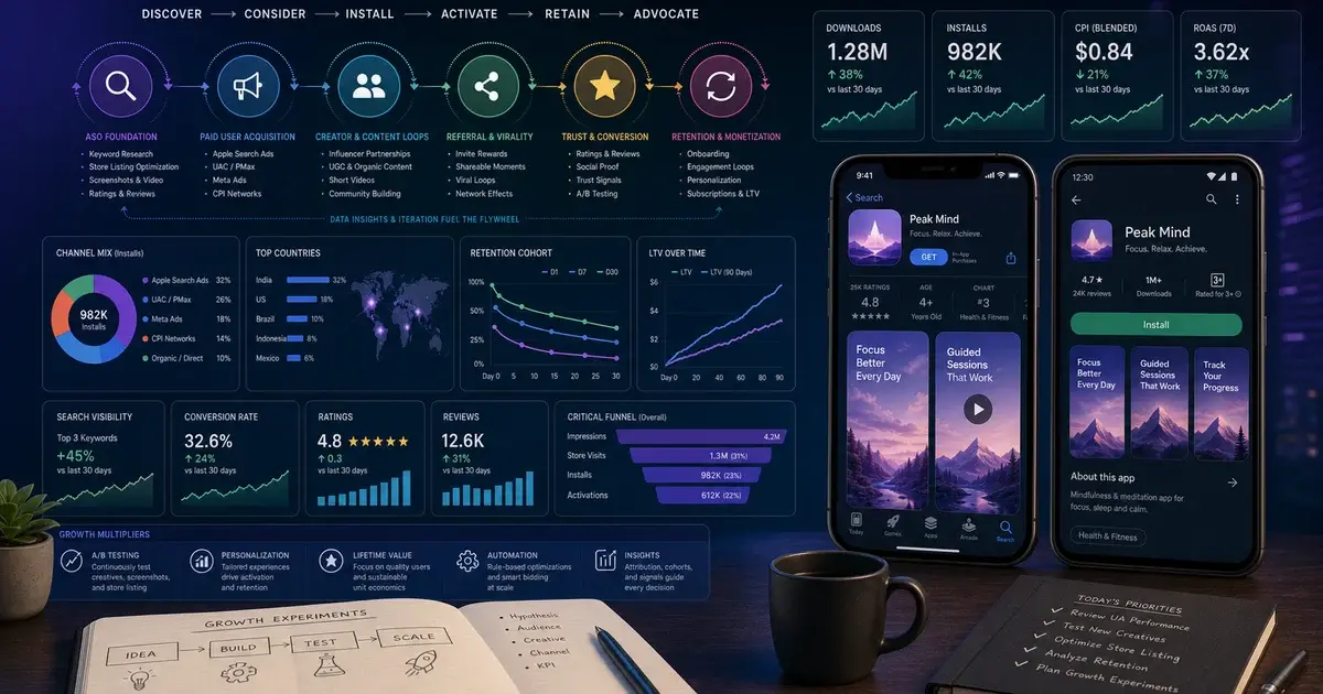How to Increase App Downloads: The 2026 Growth Playbook — illustration